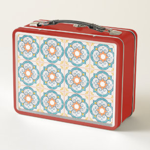 Box Boîte à lunch rouge avec un motif de carreaux flor