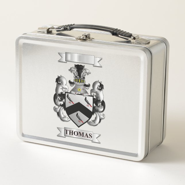 Box Boîte à Lunch Thomas Nom de Famille et Blason (Devant)