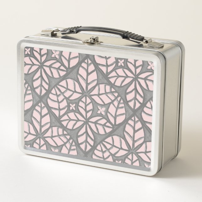 Box carreaux gris et rose Imprimer Boîte à lunch (Devant)