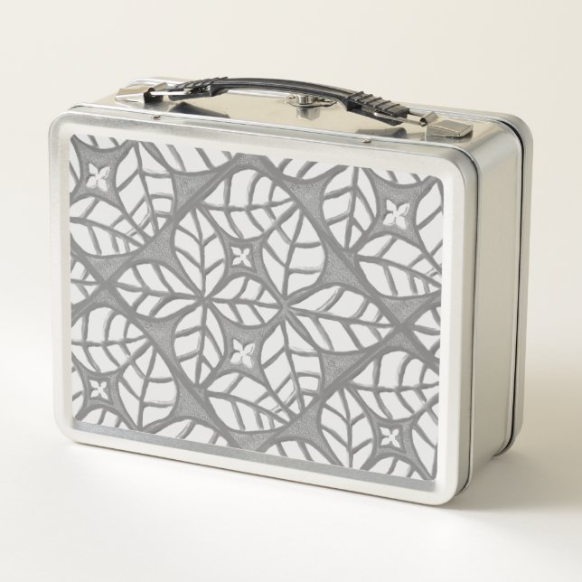 Box Carrelage gris et blanc Imprimer Boîte à lunch (Dos)