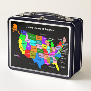 Box Carte du monde et des États-Unis Boîte à lunch en 
