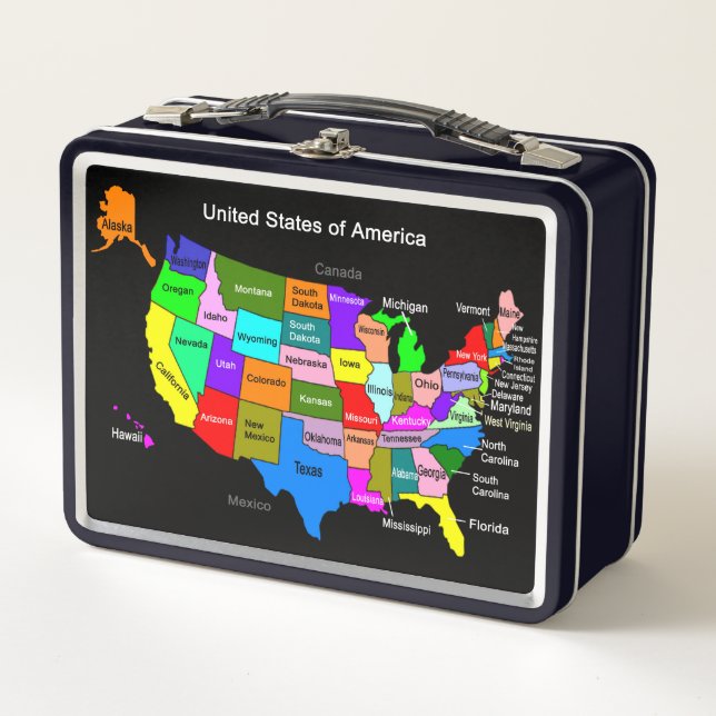 Box Carte du monde et des États-Unis Boîte à lunch en  (Devant)
