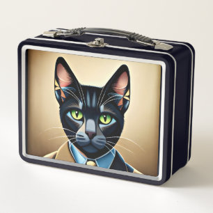 Box Chat en costume boîte à lunch en métal