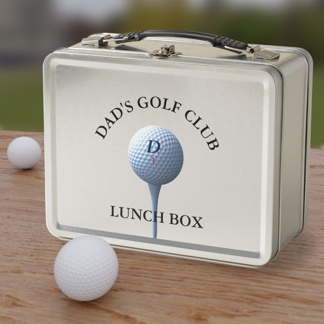 Box Club de golf personnalisé Golf Papa Boîte à lunch  (⛳ Perfect lunch box for your Golfing Dad. Just add his initial and golf ball number⛳)