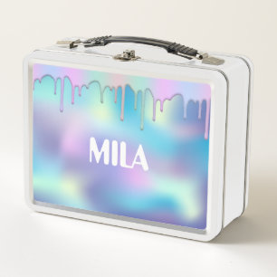 Box Coloris arc-en-ciel holographique, boîte à lunch e