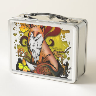 Box Cute Fox Woodland Lunch Aesthetic in Warm Autumn