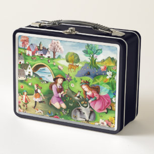 Box Fées et enfants et animaux Boîte à lunch en métal