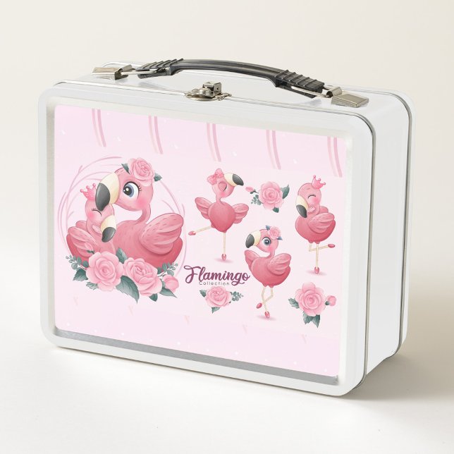 Box Flamant rose Collection Boîte à lunch en métal (Créateur téléchargé)
