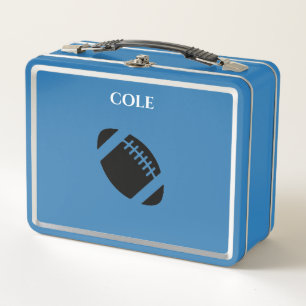 Box Football Boîte à lunch en métal bleu clair / nom p