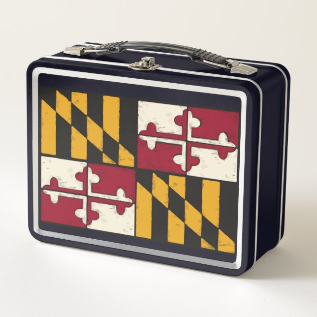 Box Fun Maryland Drapeau Retro Métal Boîte à lunch (Devant)