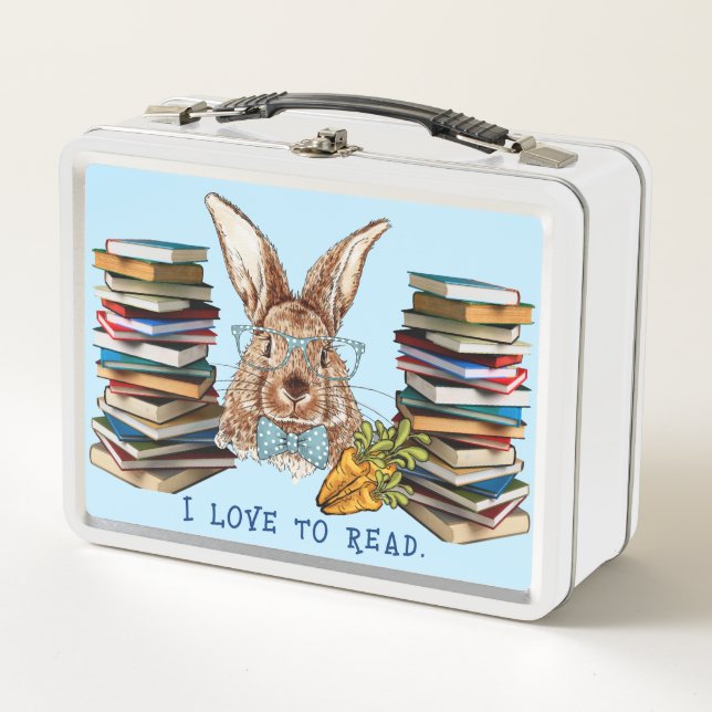 Box J'adore Lire - Boîte à Lunch Métal Lapin (Devant)