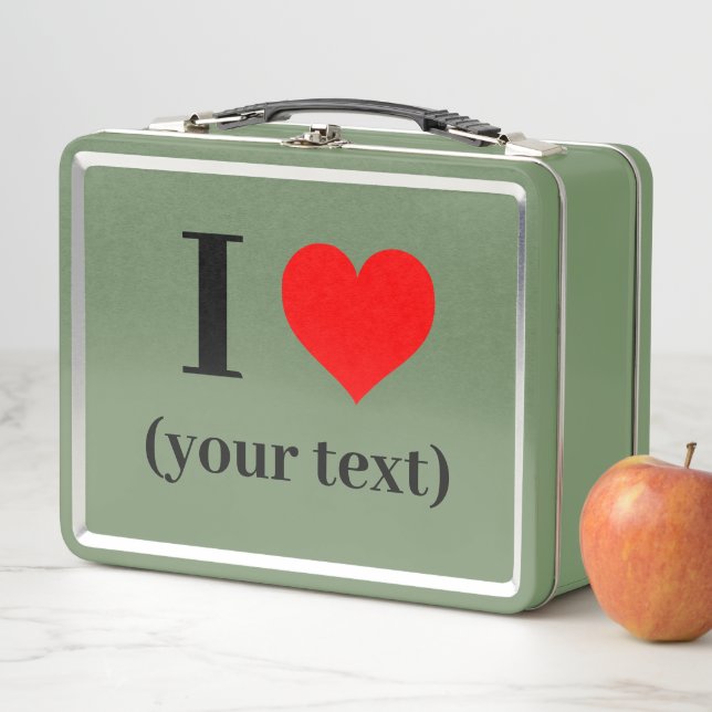 Box J'AI LE COEUR ! Boîte à lunch en métal - Vert (En situation)