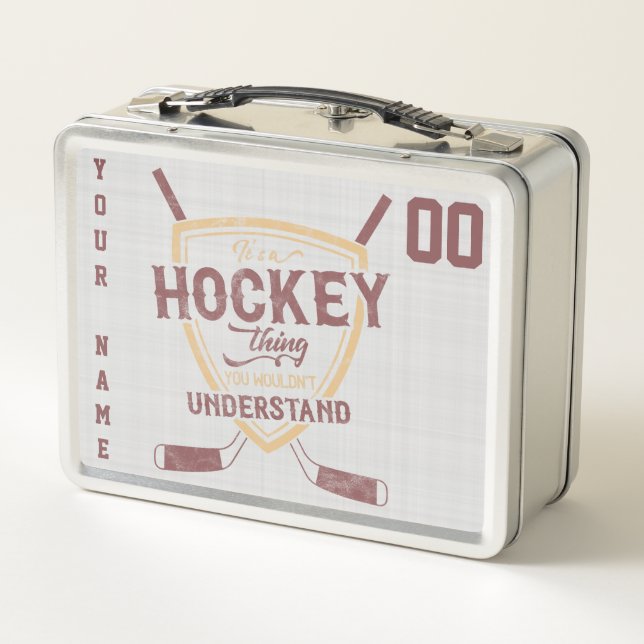 Box Nom et numéro Boîte à lunch de hockey sur mesure (Dos)