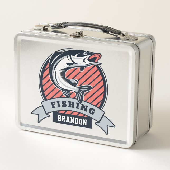 Box Nom personnalisé Boîte à lunch du logo de pêche (Devant)