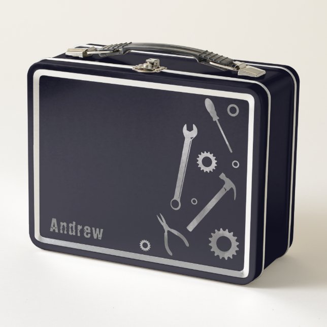 Box Outils Papa Boîte à lunch en métal mécanique (Devant)