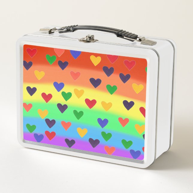 Box Rainbow Love, Coeurs Colorés Lunch Boxes (Devant)