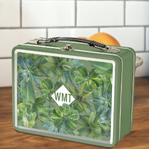 Box Tropical Jungle Moderne Monogramme Boîte à lunch m