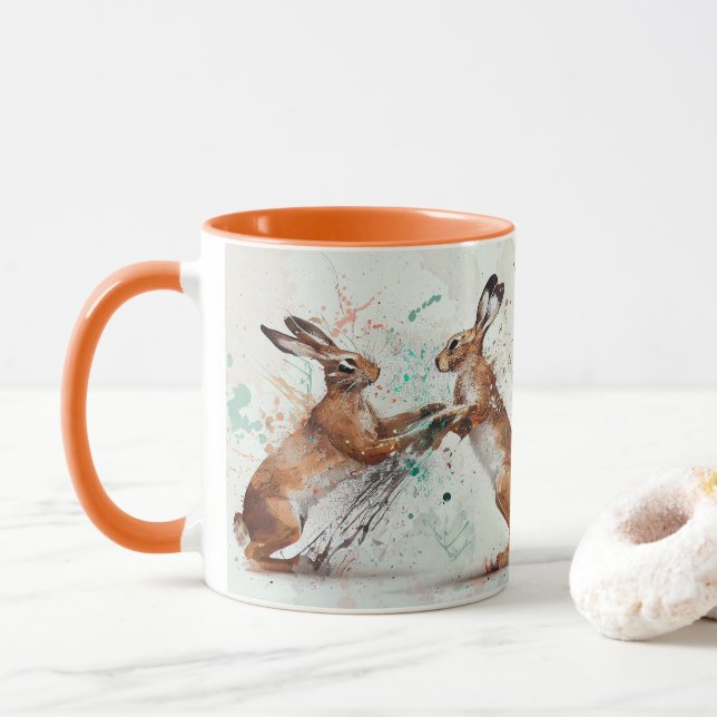 Boxe Hares Mug (Avec donut)