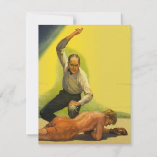 Boxe sportive vintage, arbitre avec knock-out de b