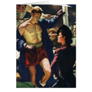 Boxe sportive vintage, boxeur quittant le ring