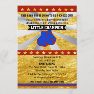 Boxe Sports Baby Shower Invitation Gold