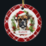 Boxer Chien Cercle en céramique Ornement<br><div class="desc">Cette image est copyright Lee ArtHaus</div>