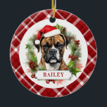 Boxer Chien Cercle en céramique Ornement<br><div class="desc">Cette image est copyright Lee ArtHaus</div>