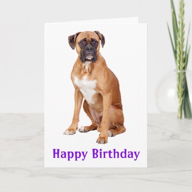 Boxer Chien Chien Chien Heureux Anniversaire Carte (Devant)