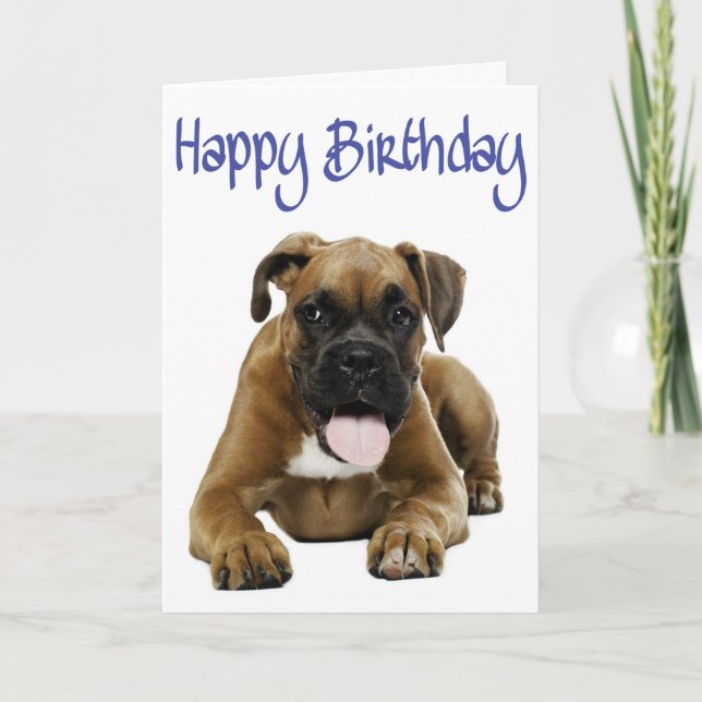 Boxer Chien Chien Chien Heureux Anniversaire Carte (Devant)