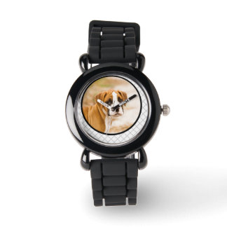 Boxer Chien Chien Gris Parties scintillant Montre