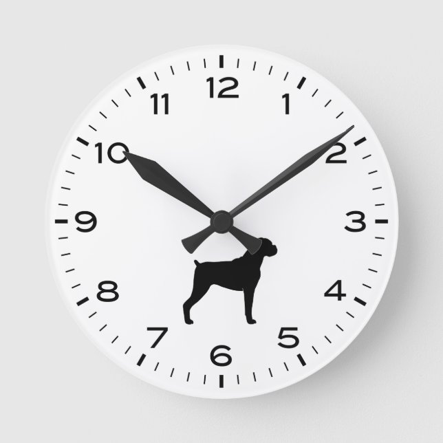 Boxer Chien race Silhouette Horloge ronde (Recto)