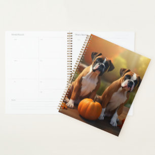 Boxer Chiot Automne Citrouille de plaisir
