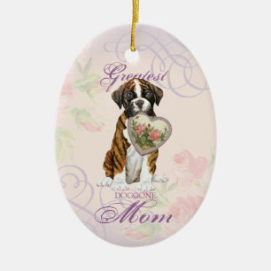 Boxer Coeur Maman Ornement céramique