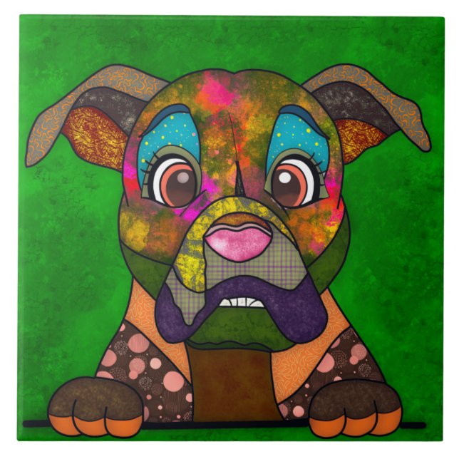 Boxer laide chien visage céramique carreaux (Devant)