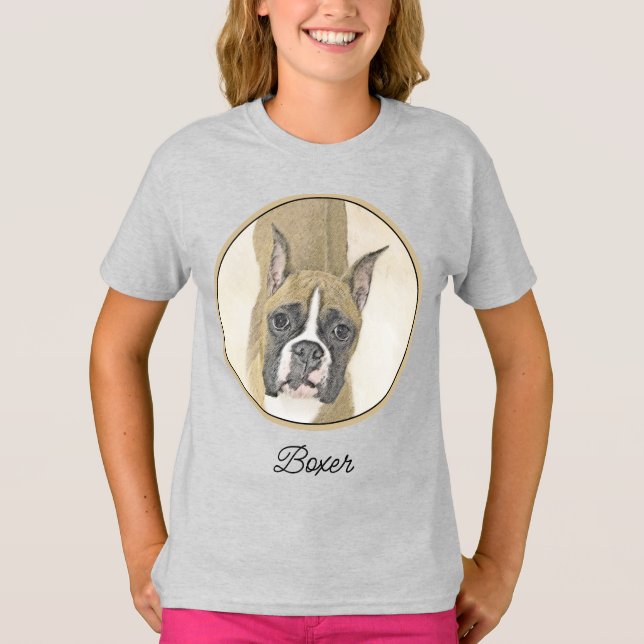 Boxer Peinture - Joli T-Shirt d'Art Chien Original (Devant)
