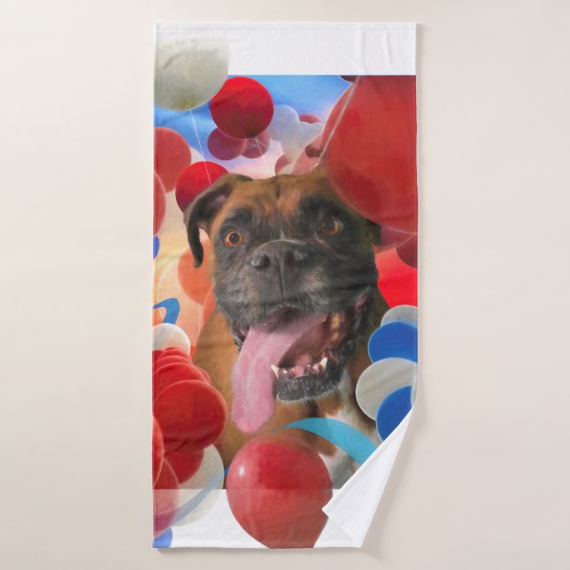 Boxer Puppy Chien BOOM TEMPS À BOXERVILLE (Serviette de bain)