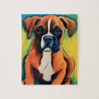 Boxer puppy crayon art puzzle idée cadeau