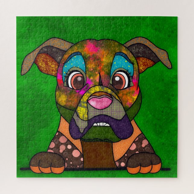 Boxer sale chien visage puzzle (Vertical)