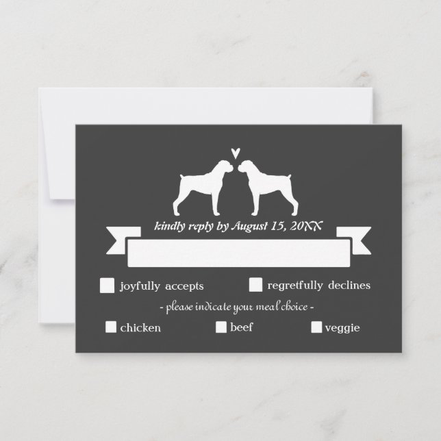 Boxer Silhouettes Mariage Réponse RSVP (Devant)