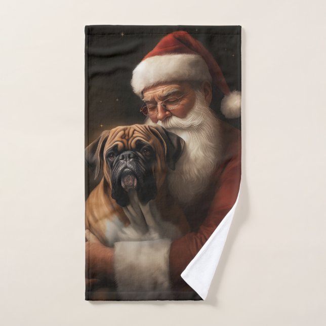 Boxeur avec le Père Noël Fête de Noël (Serviette à main)