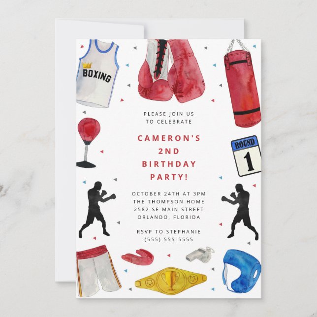 Boxing Boy Birthday Party Invitation (Devant)