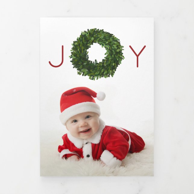 Boxwood Wreath Christmas Holiday Triple Card (Page de couverture)