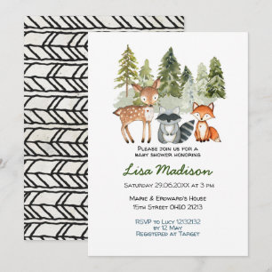 Boy Adventure Woodland Baby shower Invitation