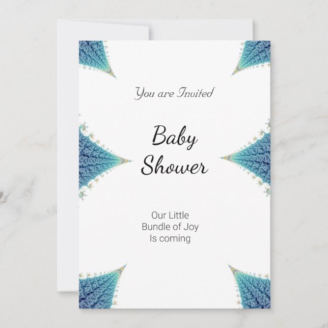 Boy Baby shower Party Blue White Invitation (Devant)