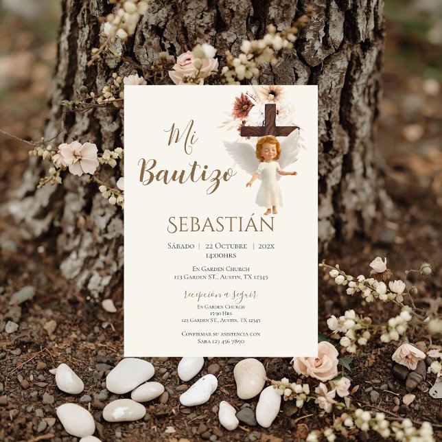 Boy Baptism Invitation in Spanish Boho (Créateur téléchargé)