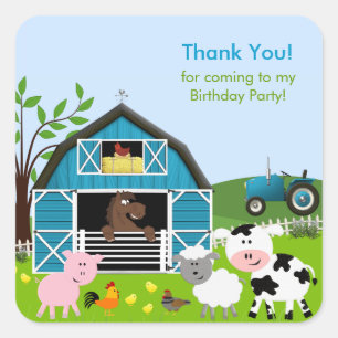 Boy Barnyard Farm Animaux Autocollant d'anniversai