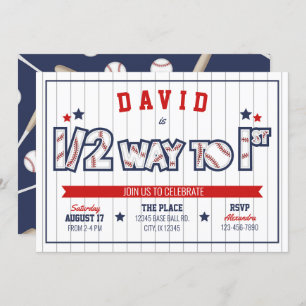 Boy Baseball 1/2 Anniversaire Invitation