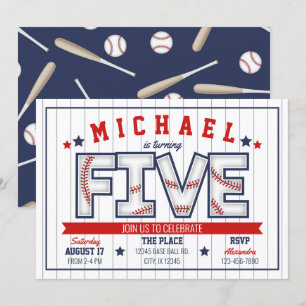 Boy Baseball 5e Anniversaire Invitation