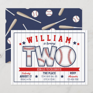 Boy Baseball Invitation de deuxième anniversaire