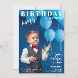 Boy Birthday Party Magazine Couverture Invitation
